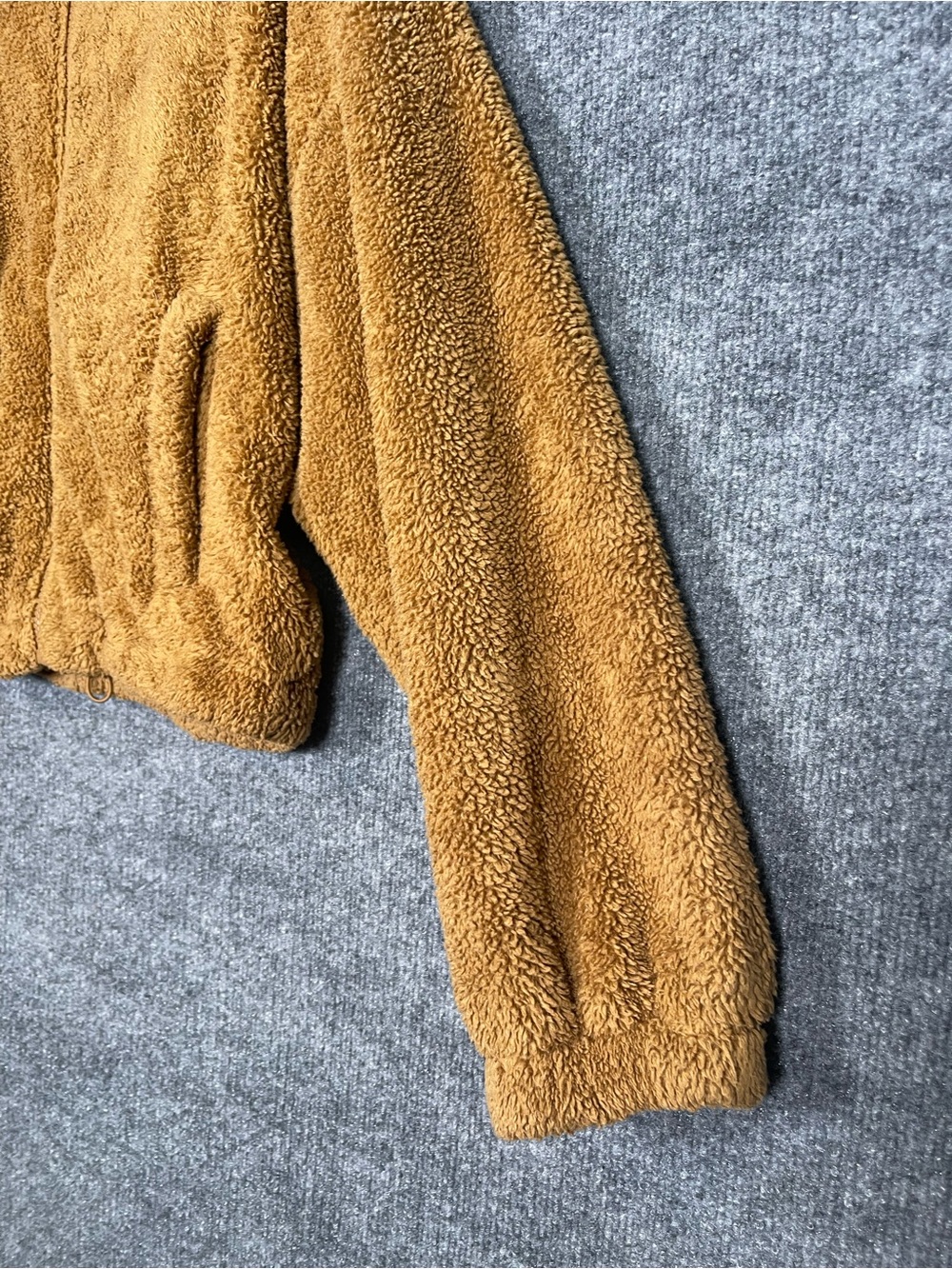Sunday Best Aritzia Womens Medium Camel Brown Teddy Full Zip Fuzzy Fleece Jacket - Picture 7 of 11